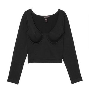 Long sleeve corset top, black